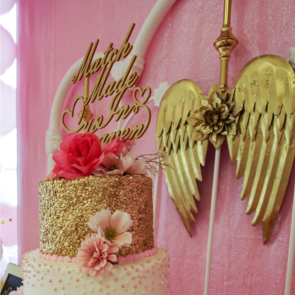 Match Made In Heaven Cake Topper Gold